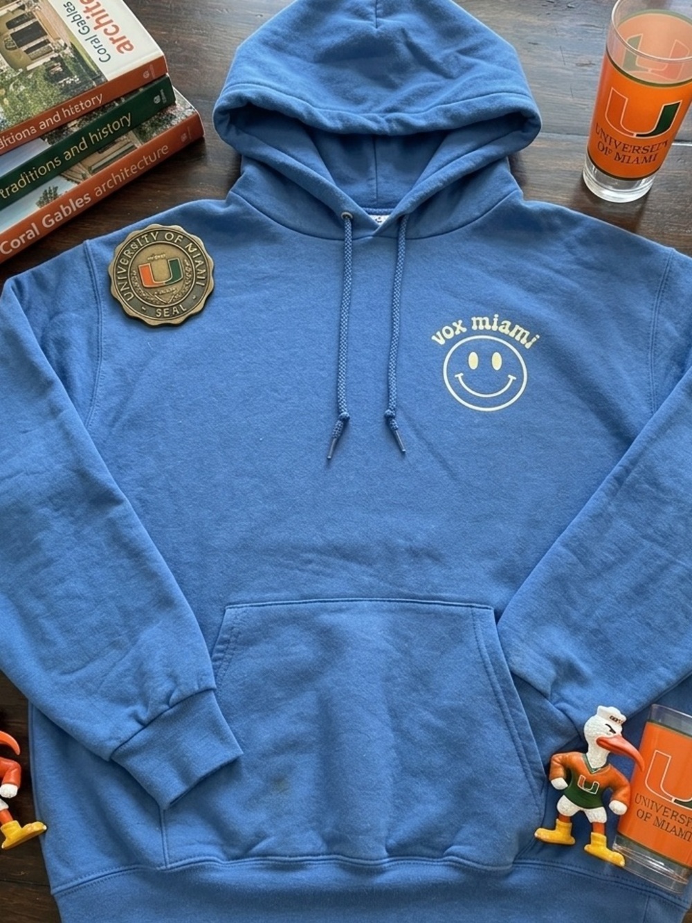 Champion "VOX Miami" Wish You Were Here Blue Graphic Hoodie - Size L